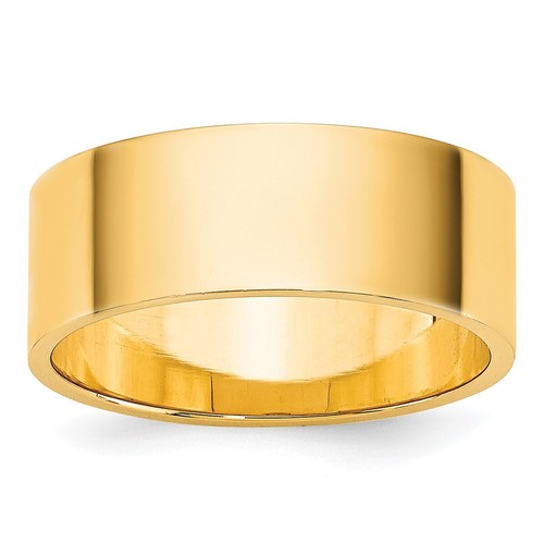 14K Yellow Gold 7mm Lightweight Flat Band Ring - 第 1/4 張圖片