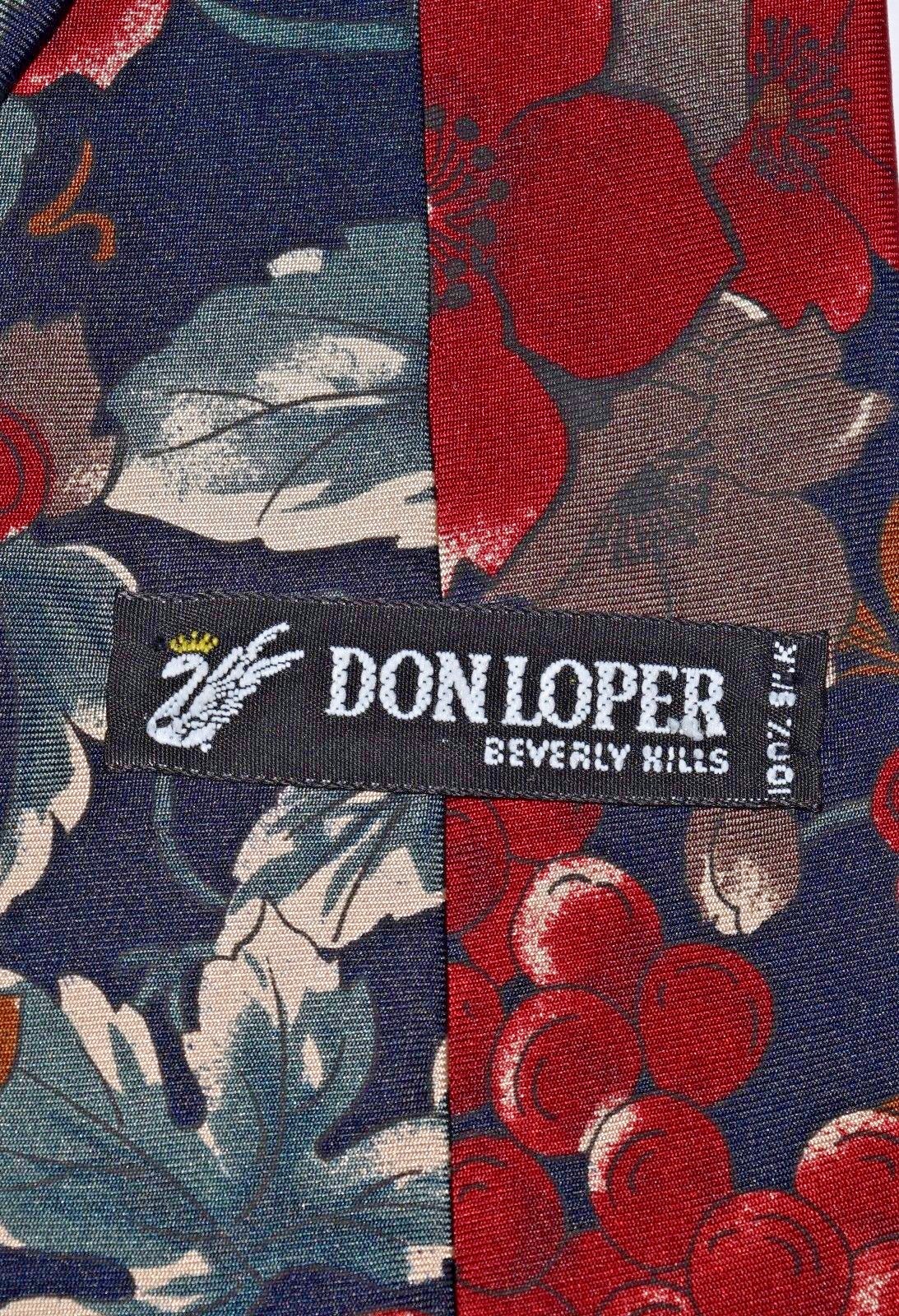 Don Loper Tie Mens Necktie Beverly Hills Vintage Blue Floral 100
