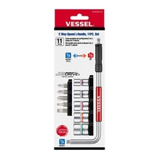 Vessel 2 Way Speed L-Handle with 1/4" Sockets and Bits 11pc Set SLH21U
