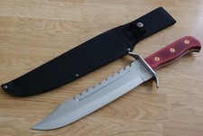 18  Bowie Knife Extra Large Sawback Wood Handle Mega Thick Heavy Duty Classic