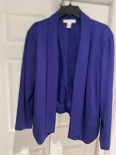 Chico’s DrapeFront Open Jacket/Blazer Purple Long Sleeve Sz 3- XL