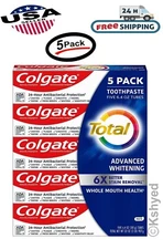 Colgate Total Advanced Whitening Toothpaste Fresh Breath, 6.4 Oz (5 Pack) - New