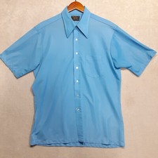 Towncraft JC Penney Mens SS Button Shirt Sz.L 16-16.5/Blue/Polyester/Vintage