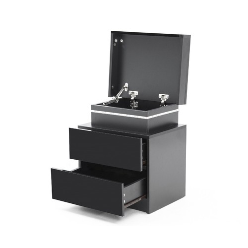 2x LaBella Bedside Tables 2 Drawers RGB LED Cabinet Nightstand Gloss BLACK - Picture 6 of 11