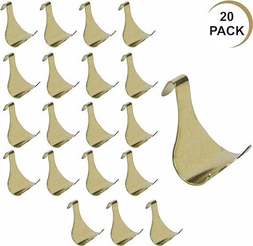 Brass Platd Moulding Hook Picture Rail Hooks Hangers 20 PCS - Picture 2 of 7