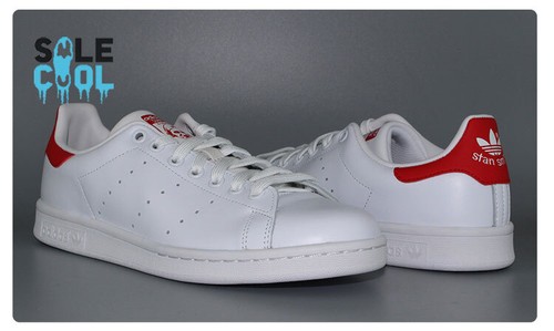 Adidas Mens Stan Smith White Red Athletic Casual Shoes Sneakers M20326 - Picture 8 of 12