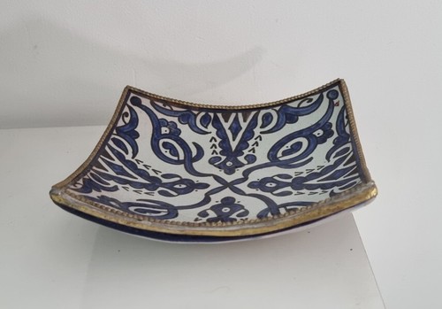 Orientalist Ceramics Blue Decor. Dish Céramique Moyen-Orient Cendrier, Assiette - Photo 1 sur 10