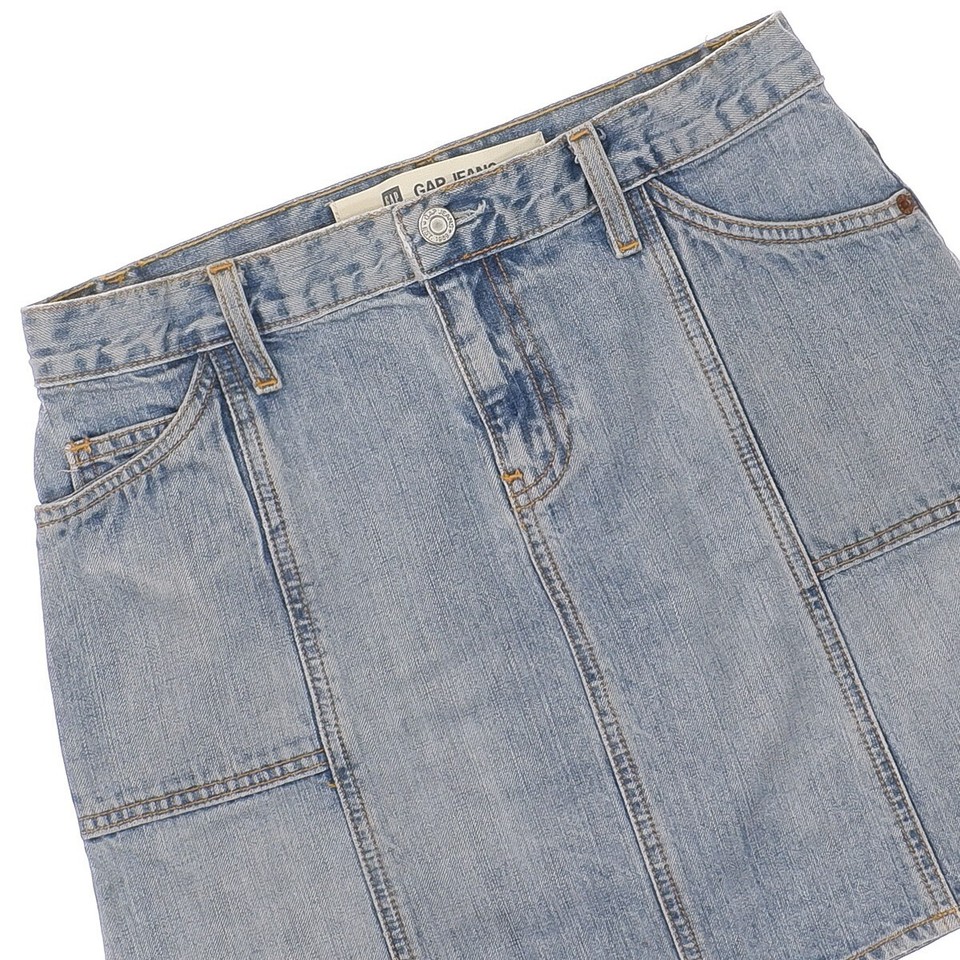 Gap Denim Skirt Womens Size 2 ALine Pockets Medium Blue Cotton