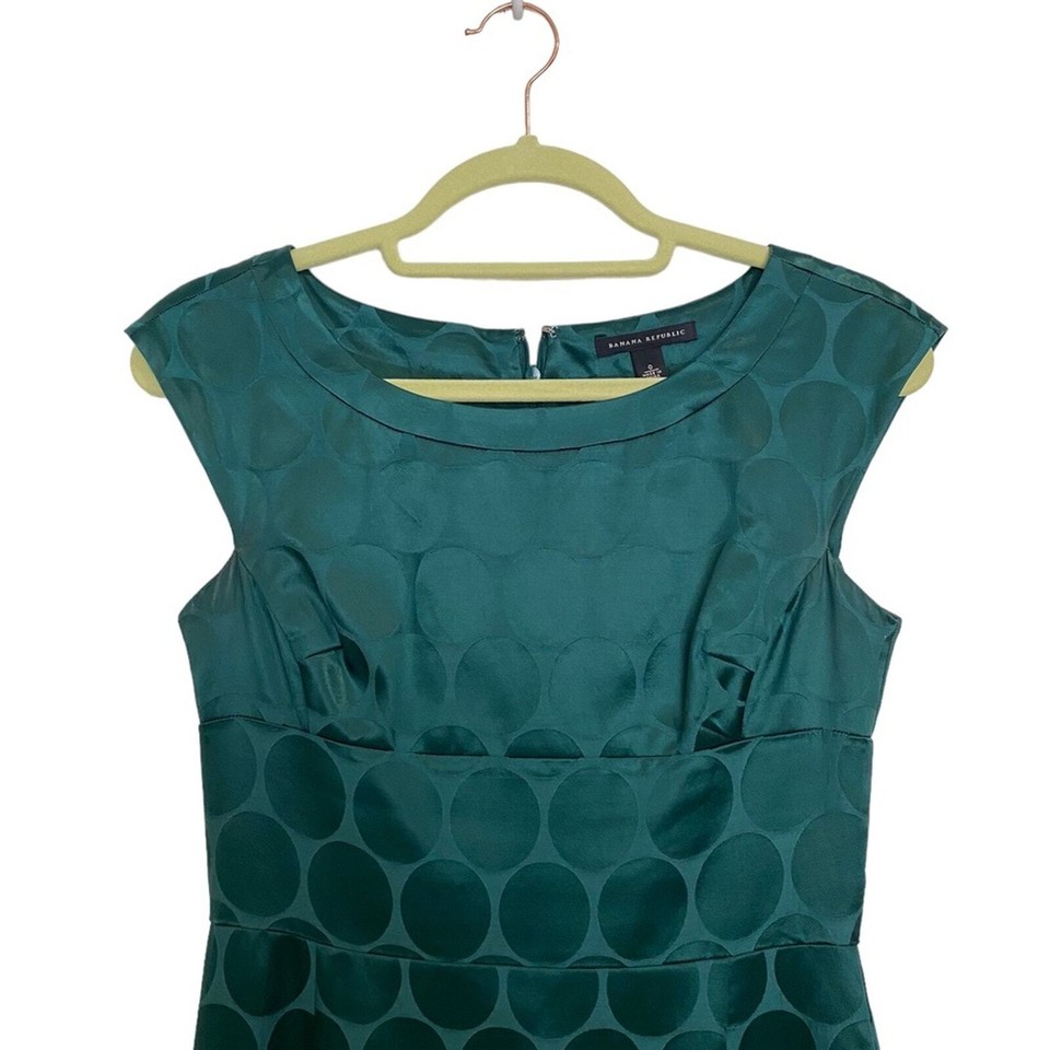 Banana Republic Green Polka Dot Satin Midi Dress Sz 0 eBay