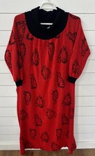 Vintage Cat Enticements Pullover Red Turtle Neck Sweater Dress USA MADE 80s Cats