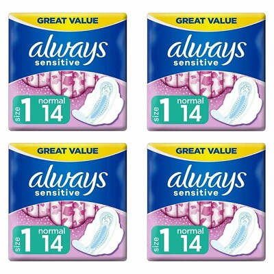 Always Sensitive Ultra Normal Sanitärpolster Handtücher mit Flügeln, Größe 1 - 56er Pack