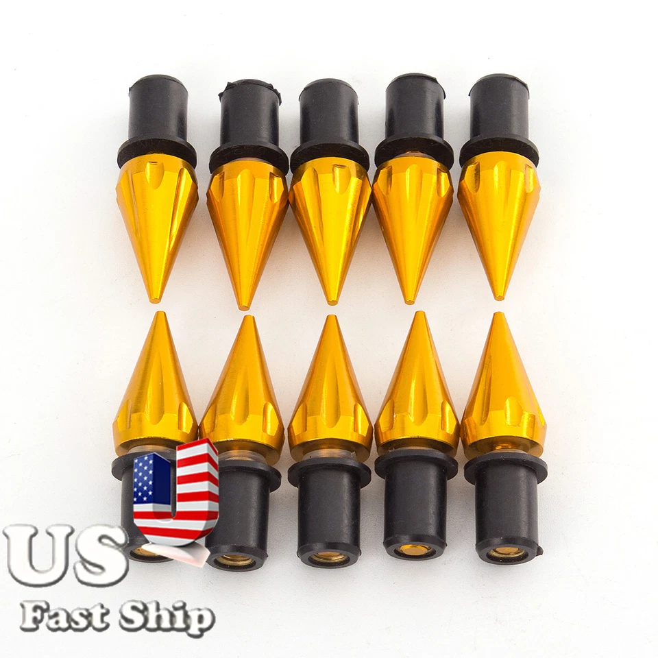 CNC Aluminum 5mm Fairing Wind Windscreen Windshield Bolts Screws M5 Gold X10PCS - Image 4 of 4
