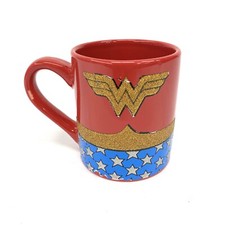 WONDER WOMAN 14 oz. Coffee or Tea Mug/Cup  DC Comics  Glitter Gold, Red, Blue