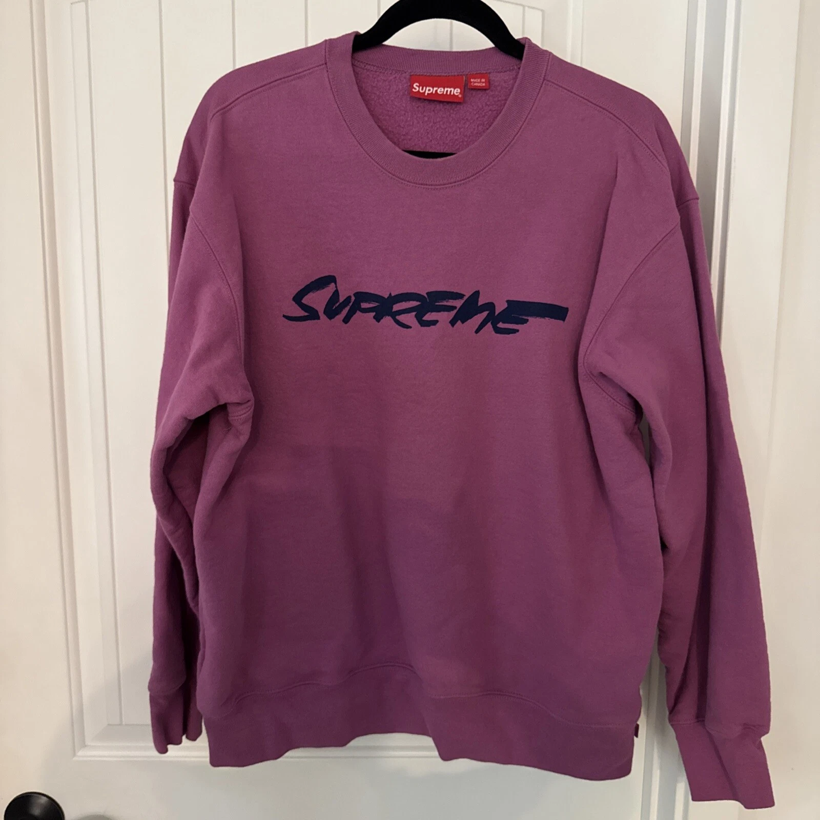Pull Supreme col rond magenta rose/violet 100% authentique