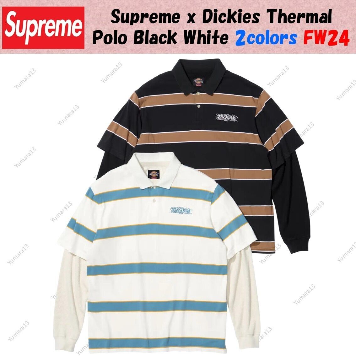 Supreme x Dickies Thermal Polo Black White 2colors FW24 | eBay UK