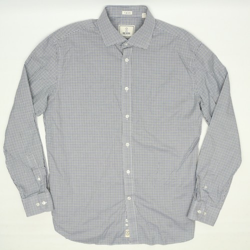 Todd Snyder Mens Dress Shirt 17 34/35 Green Blue White Check Spread Collar - Picture 4 of 6