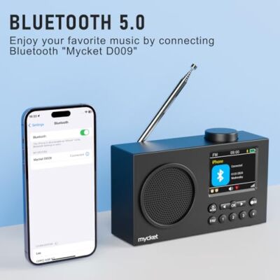 Radio Portatile Mycket DAB+ Con Bluetooth - FM, Sveglia Doppia, Batteria Ricaricabile, Display A Colori - Foto 7