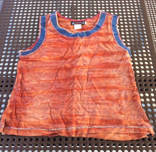 VTG 90s Mozart Pullover Artsy Dye Top Sz L Art Boho Lagenlook Rayon 43"B USA