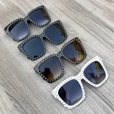 Oversized Large Gold Studs Square Lou Aviator Wayfe Fashion Sunglasses 7585 L