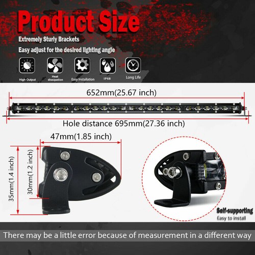 7 14 20 26 32 38 44 50" Single Row Slim Spot LED Light Bar Offroad Truck ATV SUV - Picture 22 of 27
