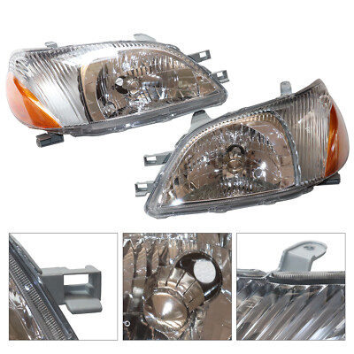 Fits For 2000-2002 Toyota Echo Headlight Assembly Driver and Passenger Side Pair