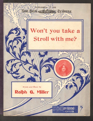 Won't You Take A Stroll With Me 1910 ESTELLE GIBSON Vintage Sheet Music Q02