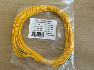 NEW Diablo Cable 8m LC/LC Duplex 9/125 Single Mode Fiber Patch Cable 12721