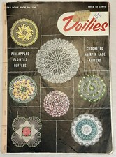 Crochet Pattern Magazine Tablecloth Bedspread Doilies Florals Midcentury 1953