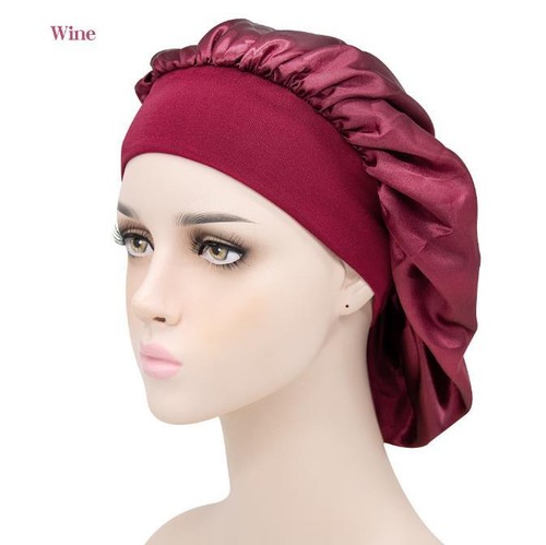 Women Satin Bonnet Night Sleep Cap Hair Hat Silk Head Cover Wide Elastic Band - Picture 15 of 15