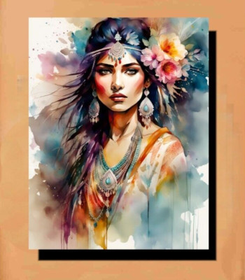 Native Indian Woman Painting Canvas Wrap art 16 x 24 ready To Hang