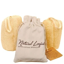 2 Natural Loofah Sponge, Real Egyptian Bath & Shower Exfoliating  Body Scrubber