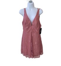 New LULU'S L Mauve Fueled By Love Lace Skater Dress Women