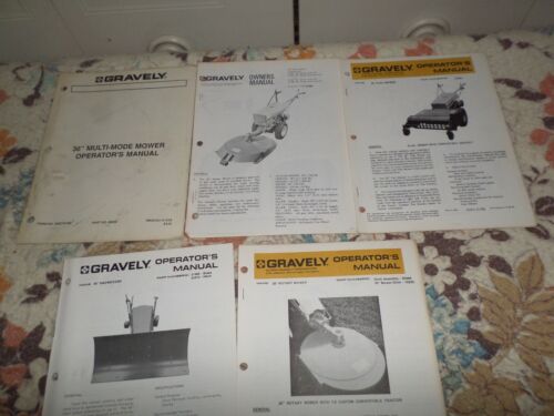 5x Original Gravely Operators Manuals Multi Mode Mower,Snow Blade,3x Mower Att. - Picture 1 of 6