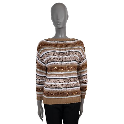 ０４４ 70218 auth BRUNELLO CUCINELLI brown cream cotton 2019 SWQUIN