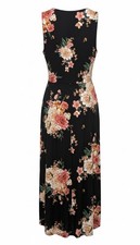 Knox Rose Black Floral Maxi Dress XS | Sleeveless Button Front Boho Flowy Soft