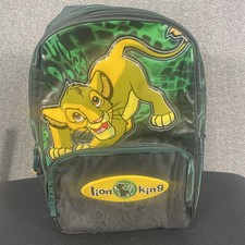 VTG Disney Store Lion King Simba Backpack 17  with Lunch Bag Kids Unisex Green