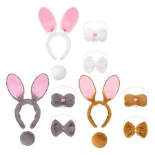Easter Bunnies Costume Accessories Set with Bunnies Ears Headband,Bowtie,Tail