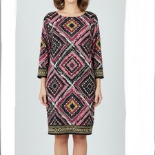 NWT Talbots Chain Link 3/4 Sleeve Stretch Effortless Jersey Dress Size XL