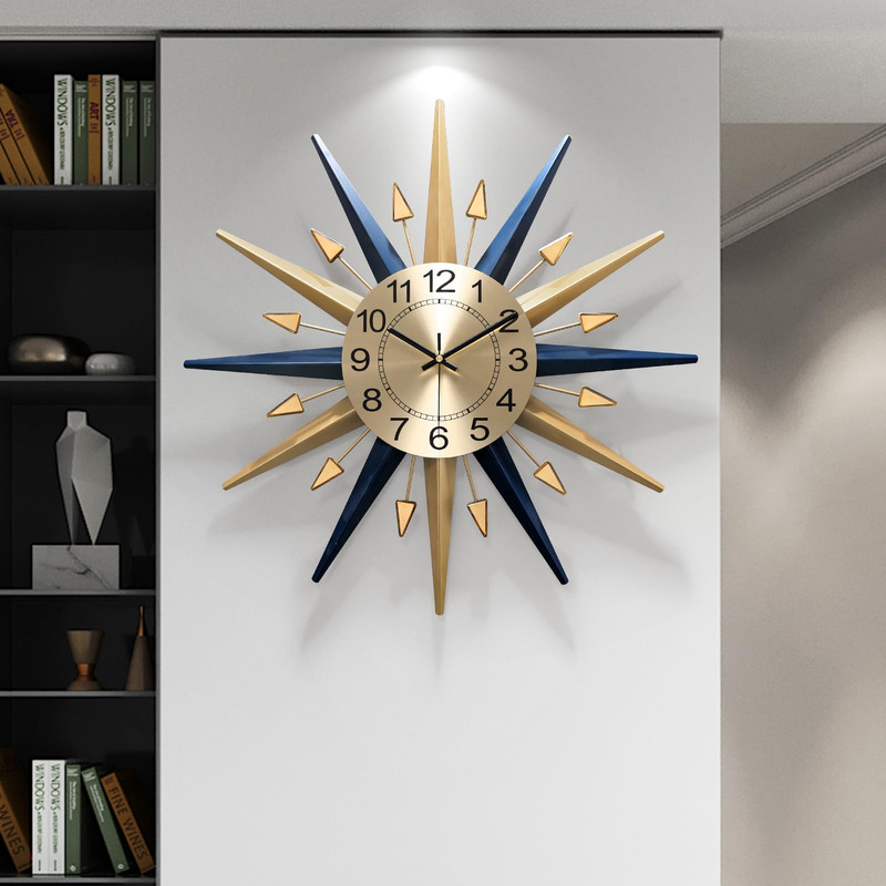 Heboix Starburst Large Wall Clockmid Century Decorative Wall Clock Modern