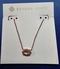 Kendra Scott Elisa Rose Gold Pendant Necklace In Rose Quartz- NEW