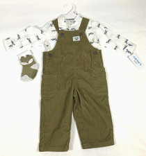 NWT Carter's Baby Boy 9 Mon. 3-Piece Outfit Overalls, Shirt Socks