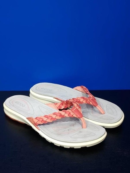 Women Ecco Sandals Pink Leather 37