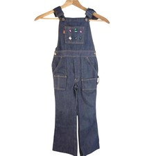 Vtg 70s Levi's Orange Tab Kids Overalls Size 7 JUN Jeweled Flare Leg Rare Denim