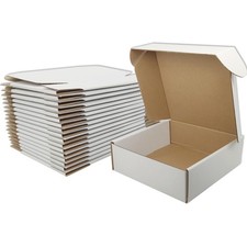 8x8x4 Shipping Boxes Set of 25, White Mailer Corrugated Cardboard Box  for P...