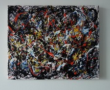 Raro dipinto espressionista astratto su tela, firmato Jackson Pollock, con certificato di autenticità