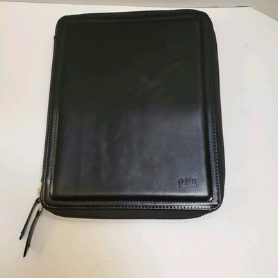 8x10 SENA Genuine Leather Black Zip Portfolio Case for 7x9 iPad Notepad Tablet
