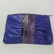 Vintage Magnum Fashion Inc Purple Snake Skin Leather Purse Clutch Zipper Handbag