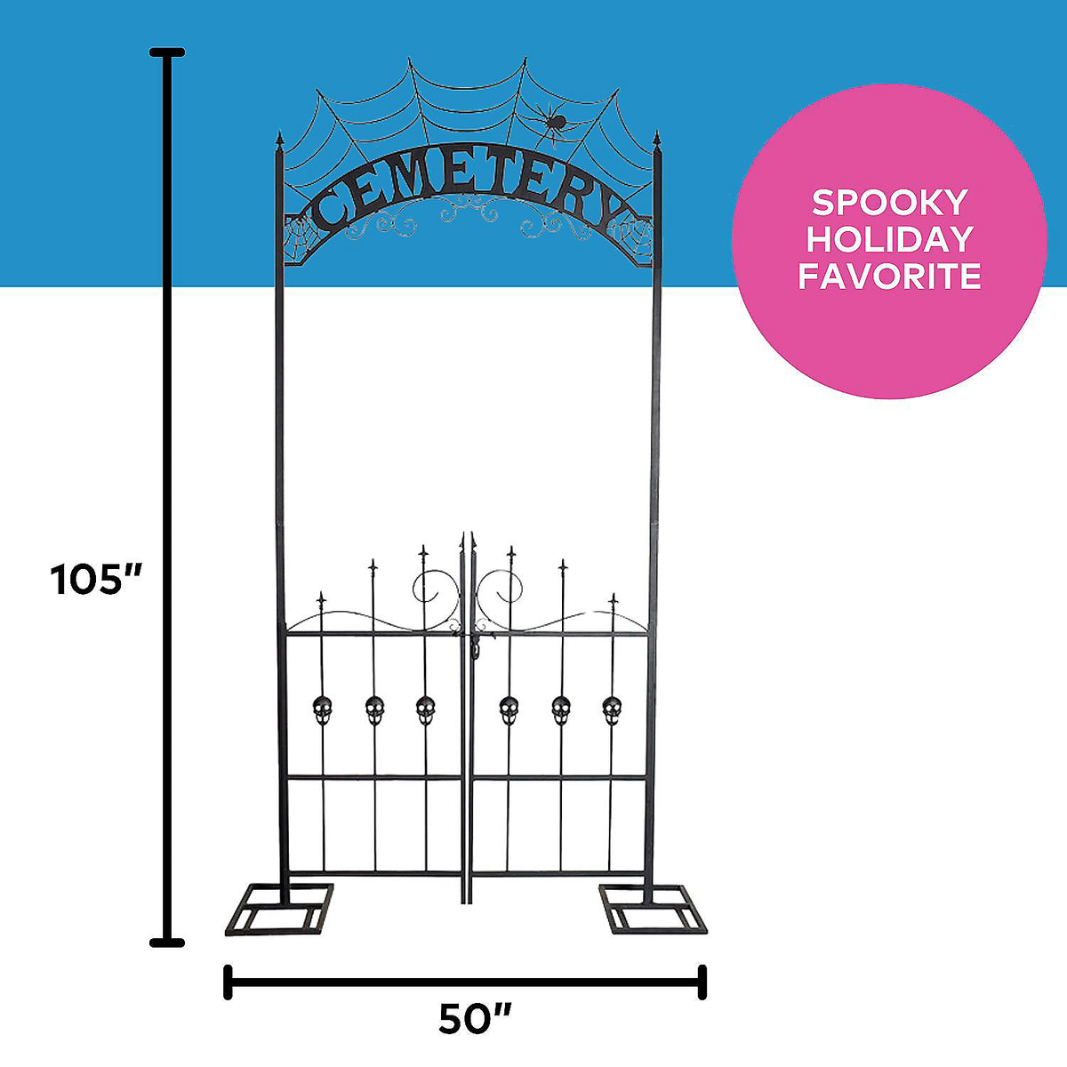 Halloween Cemetery Archway Gate 8.5 Ft – Spooky Yard Entrance with