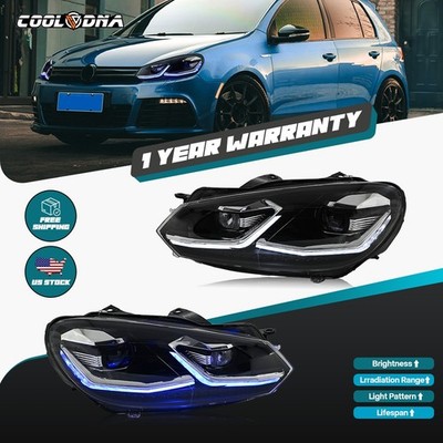 COOLAND Dual DRL Projector Led Headlights For VW Golf 6 MK6 2010-2014 Halogen 2x