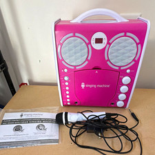 Singing Machine Portable Karaoke System Pink/White with Microphone